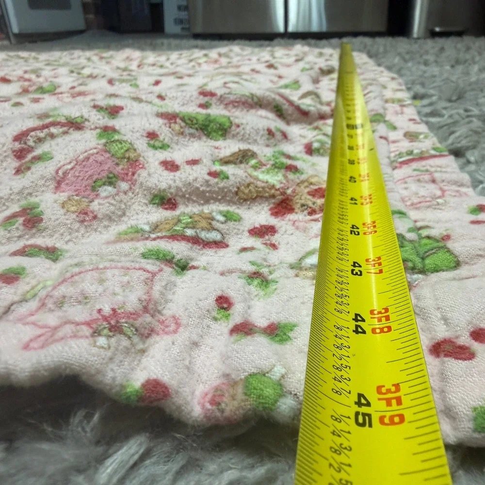 Vintage Strawberry Shortcake Patchwork Quilt Pink Green Handmade 45